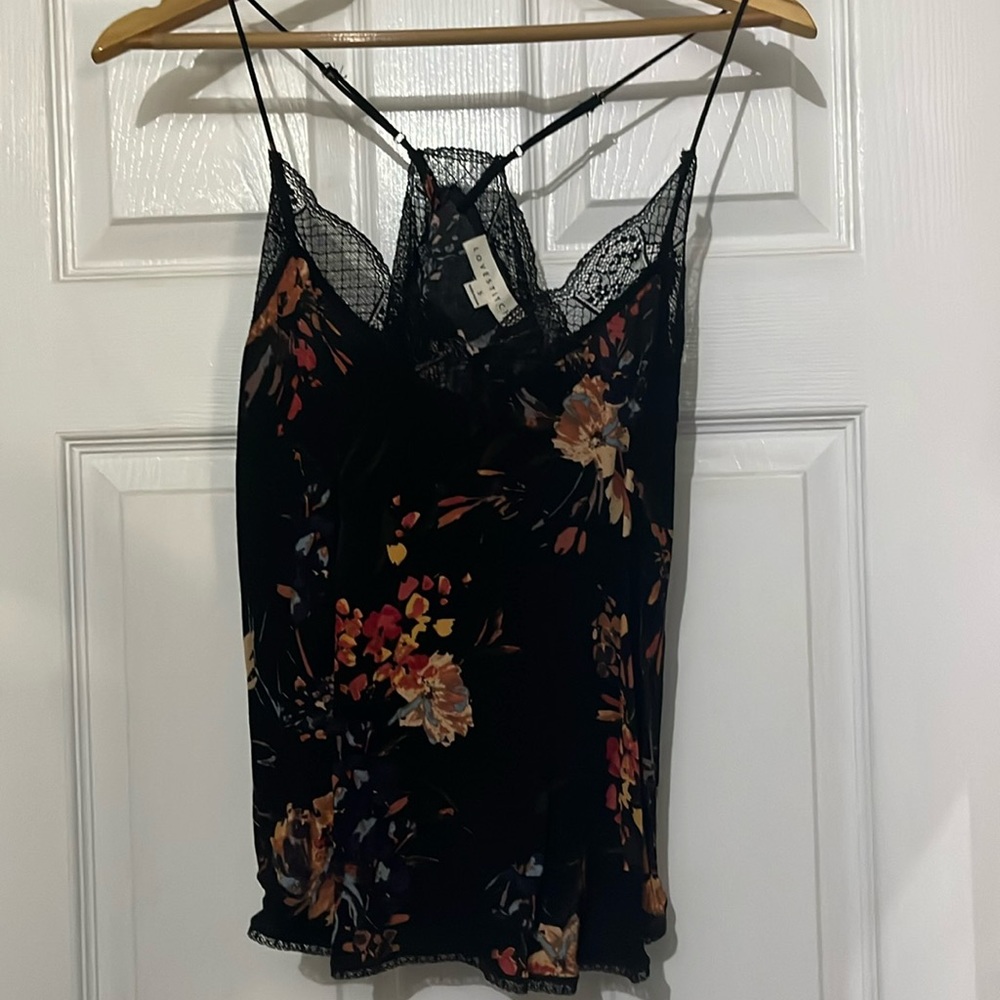 Sexy lace trim silk tank.  Like new.   Worn once